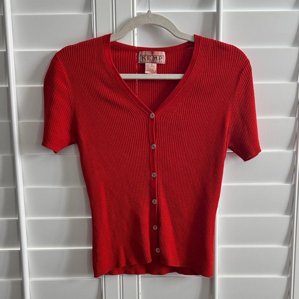 Vintage Kemp Collection silk blend ribbed knit cardigan sweater